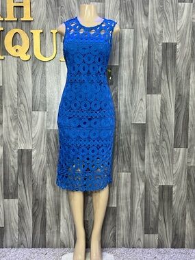 Taylor Royal Blue Crochet Midi Dress